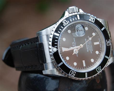 rolex watch with leather strap|rolex alligator leather strap.